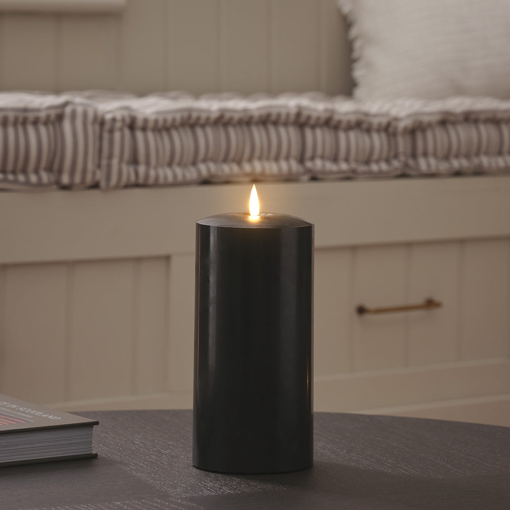 Bougie Cierge Noire TruGlow® à LED de 20 cm