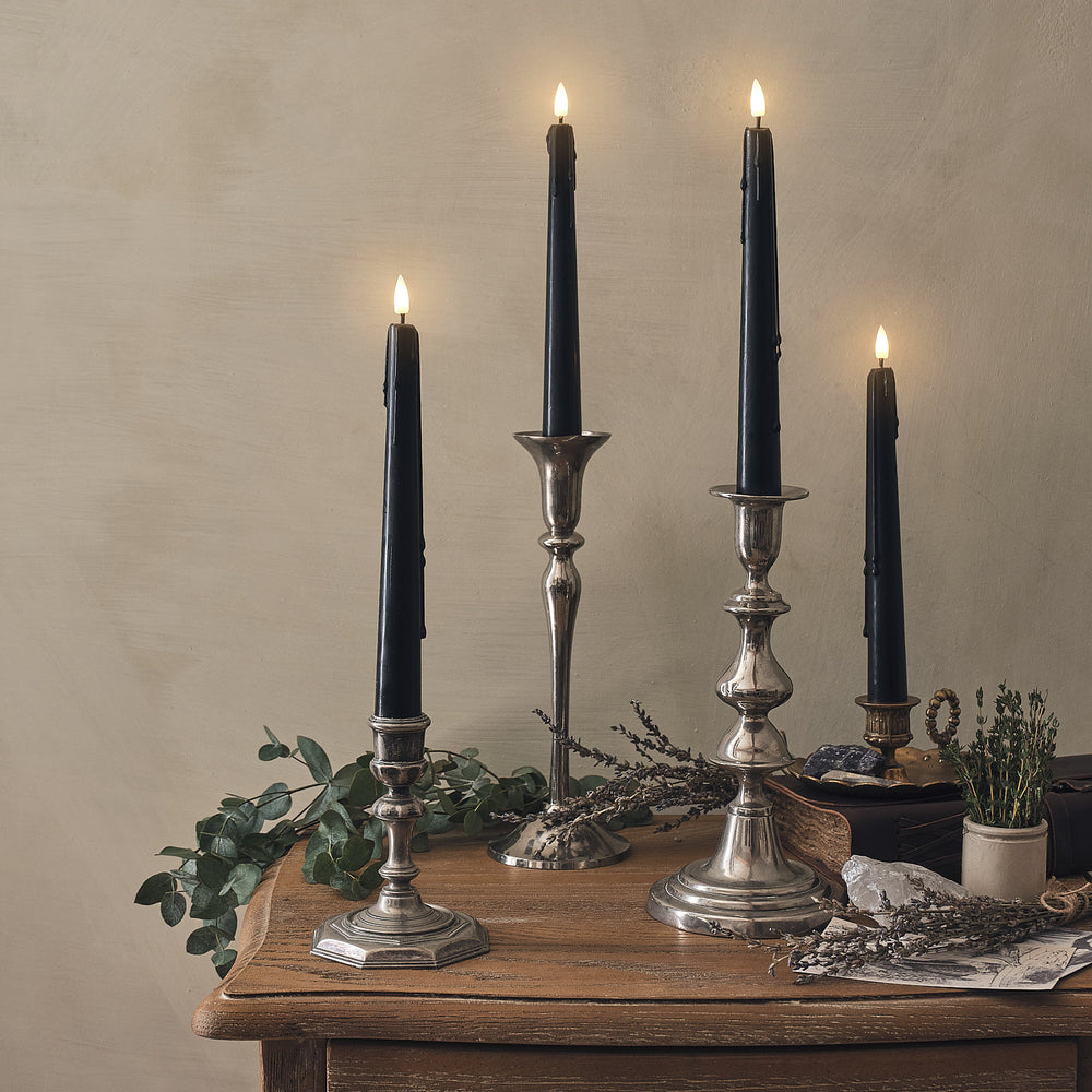 4 Chandelles TruGlow® Noires à Cire Coulante avec Télécommande