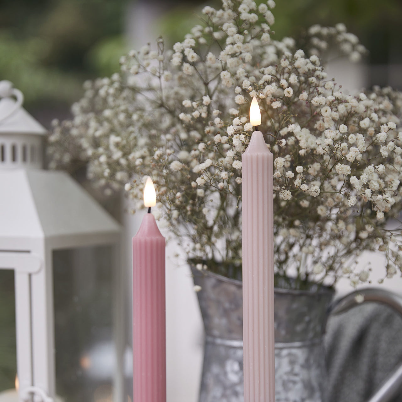 6 Chandelles Striées Rose Truglow® avec Télécommande