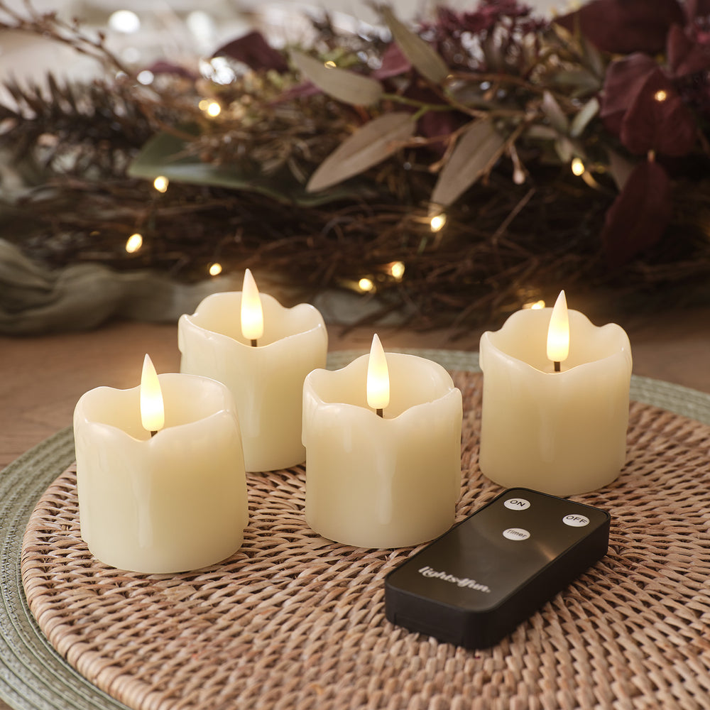 Lot de 4 Bougies Votives Effet Cire Fondue