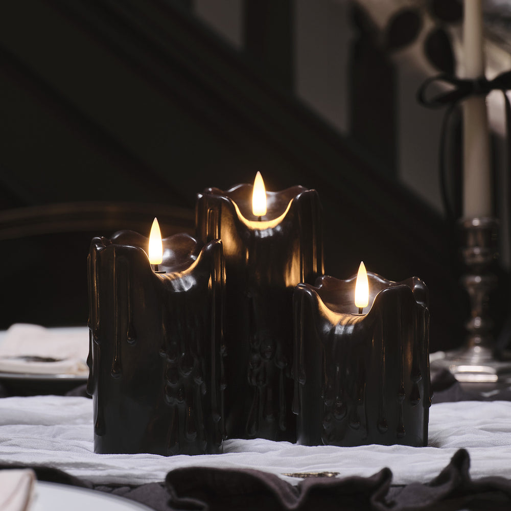 3 Bougies Noires TruGlow® à Effet Cire Fondue