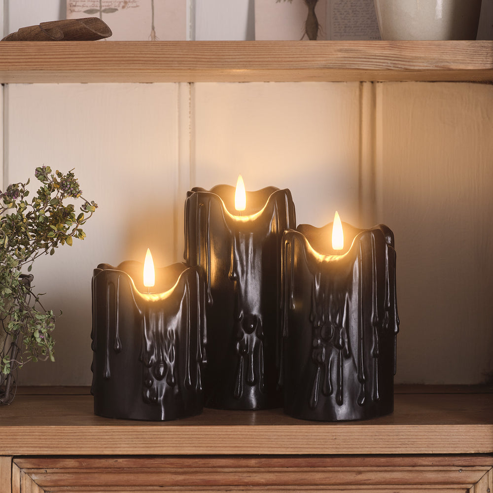 3 Bougies Noires TruGlow® à Effet Cire Fondue