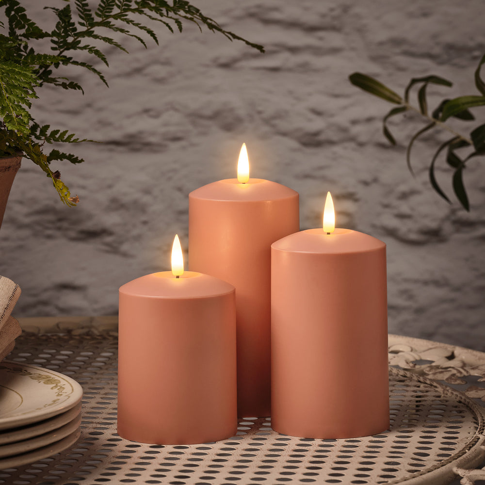 3 Bougies Télécommandées d'Extérieur TruGlow® Couleur Terracotta