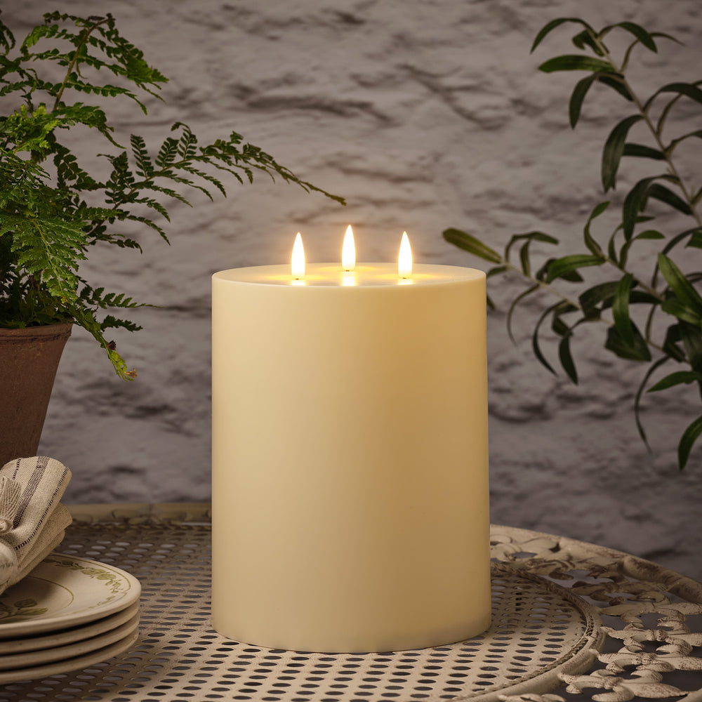 Bougie Solaire d'Extérieur à 3 Mèches de 20 cm TruGlow®