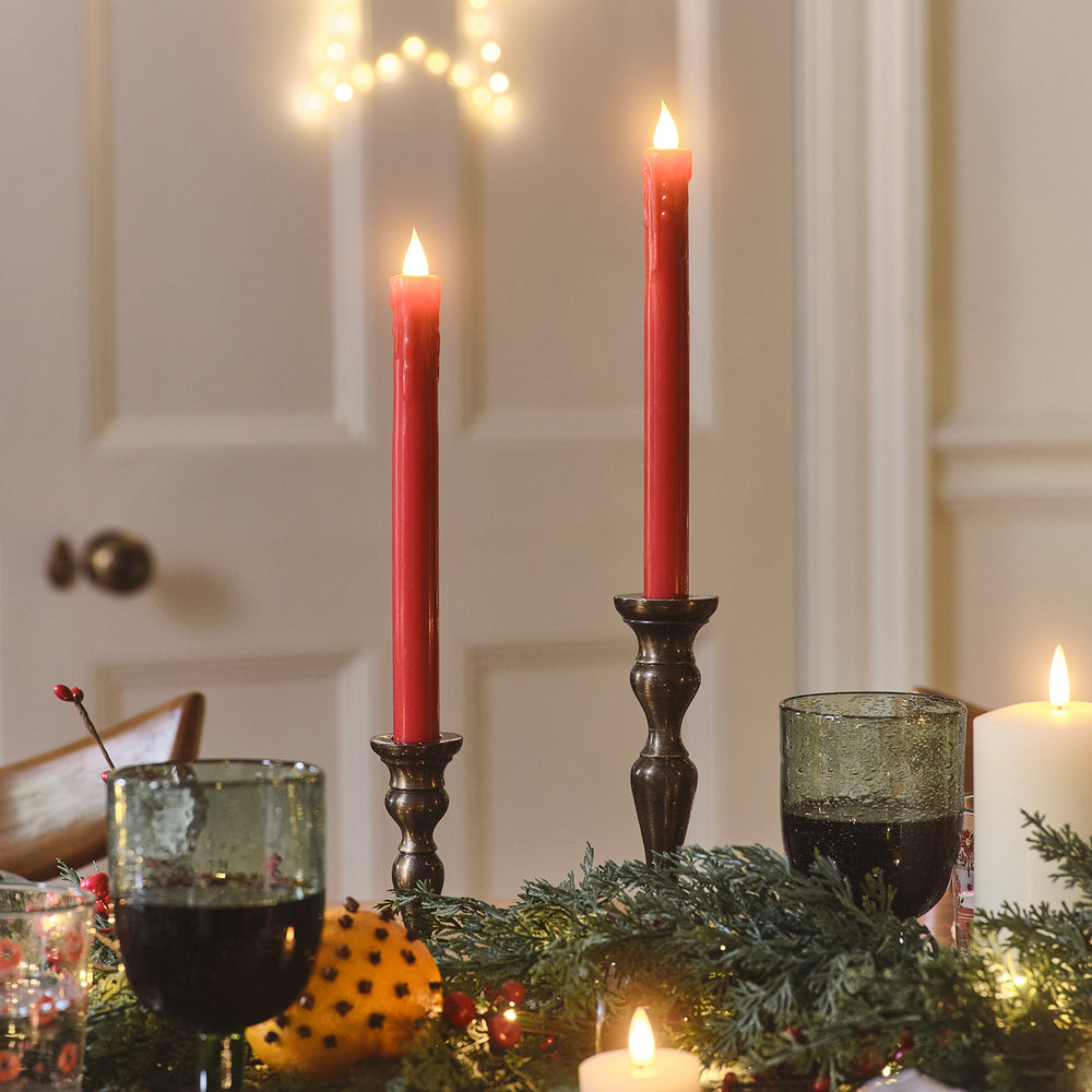 Lot de 2 Chandelles en Cire Rouge avec Télécommande