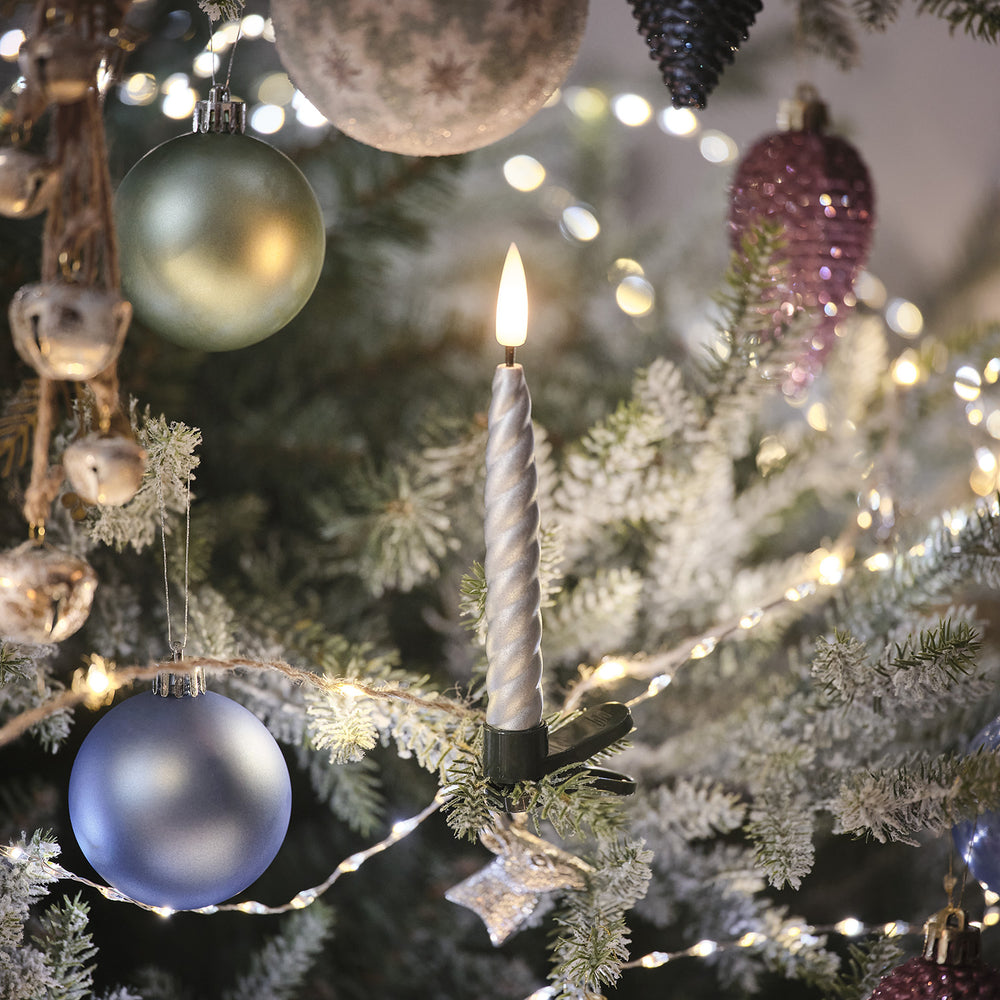 10 Clips Bougies de Noël TruGlow® Argentées avec Télécommande