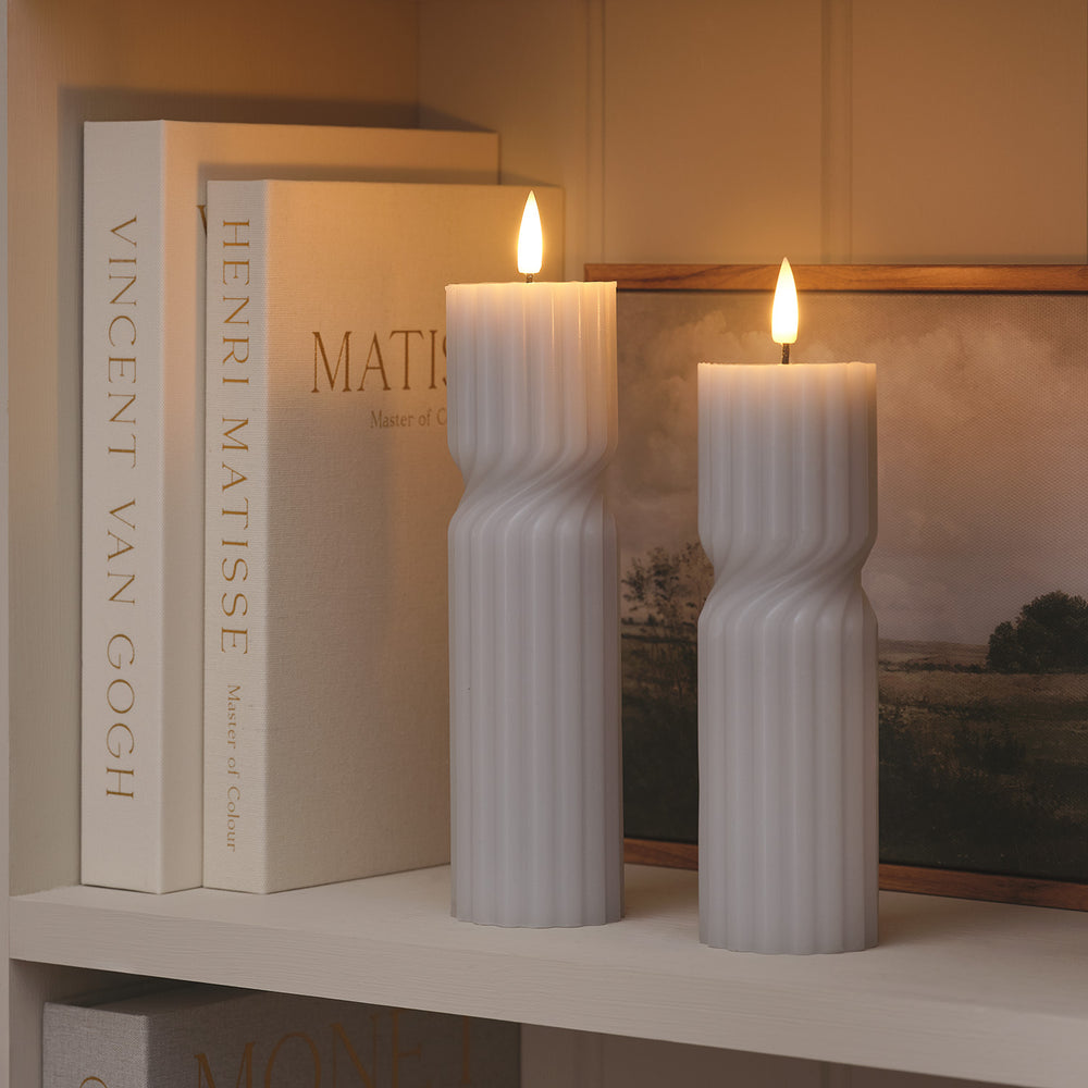 Duo de  Bougies LED TruGlow® Gris Torsadées avec Télécommande