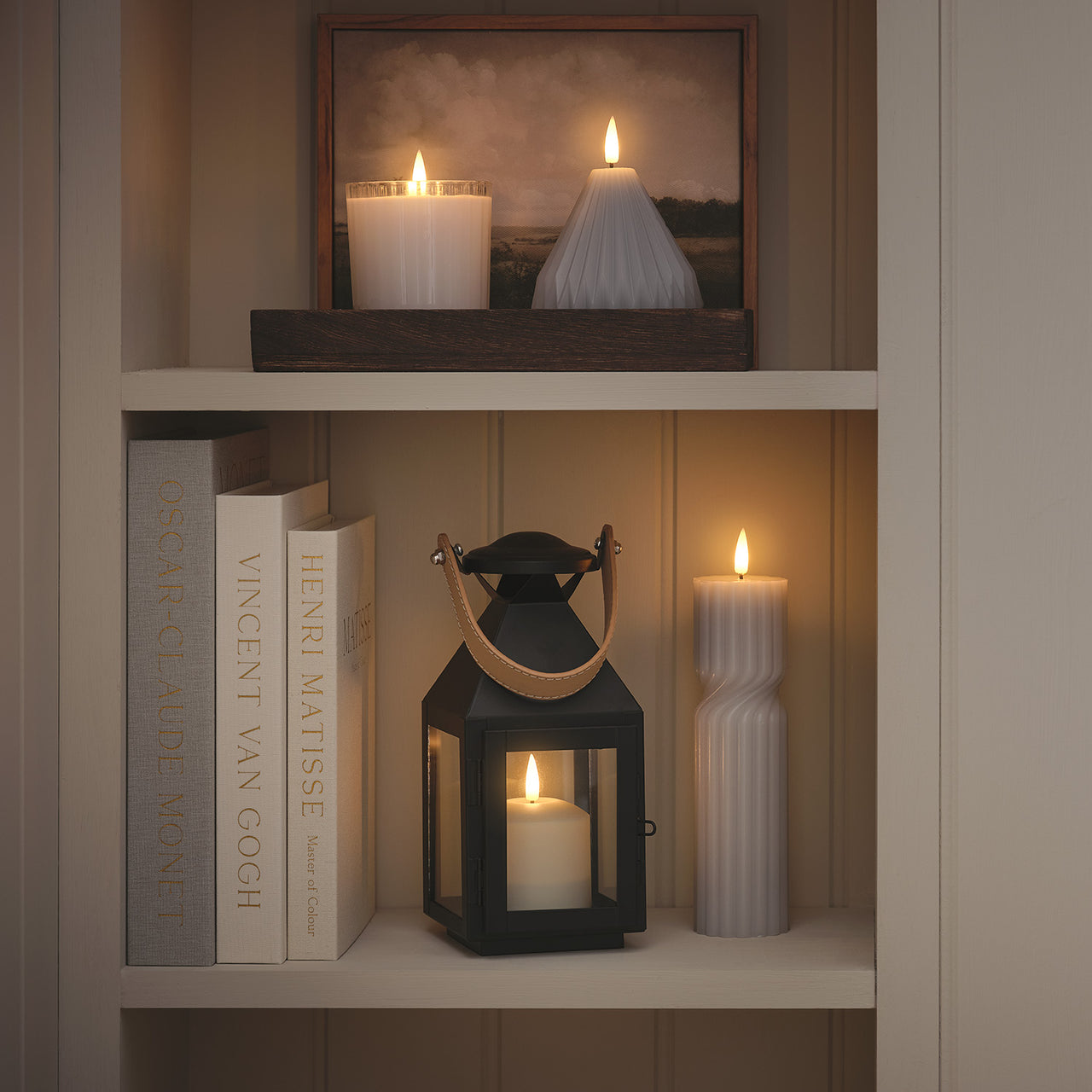 Duo de  Bougies LED TruGlow® Gris Torsadées avec Télécommande