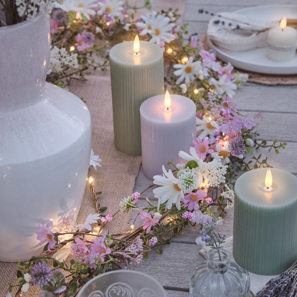 3 Bougies LED TruGlow® Lilas Rainurées avec Télécommande