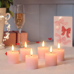 6 Bougies Votives LED TruGlow® Rose Poudré Rainurées avec Télécommande