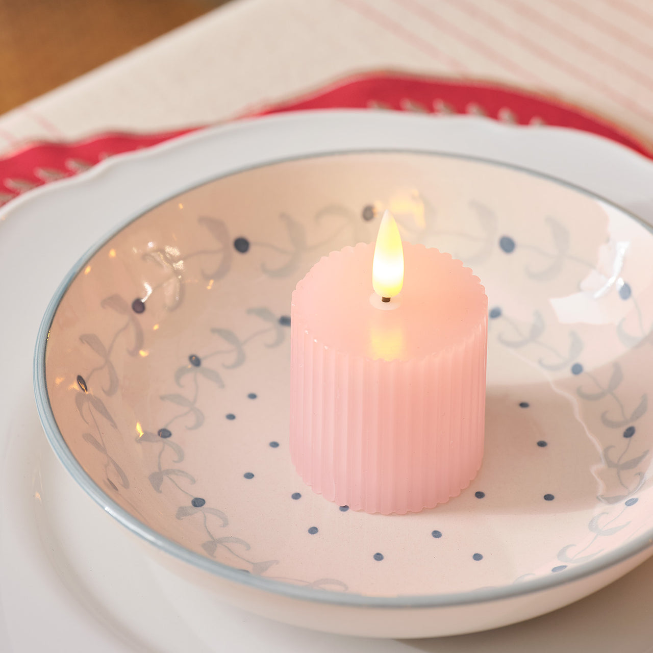 6 Bougies Votives LED TruGlow® Rose Poudré Rainurées avec Télécommande