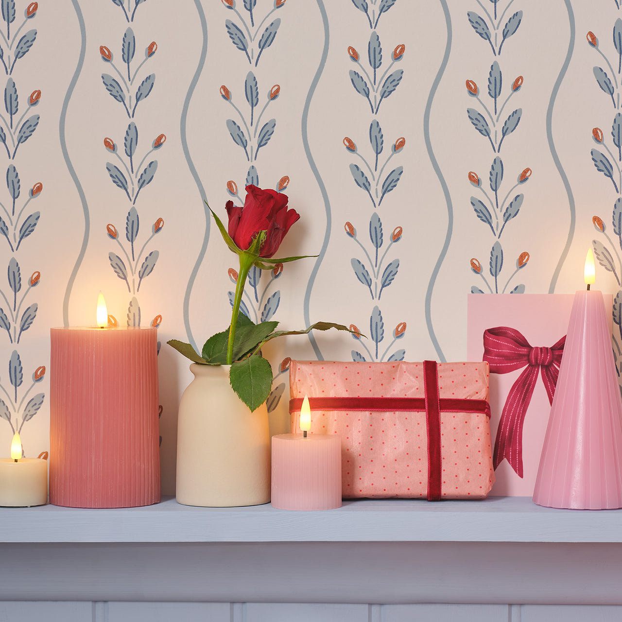 6 Bougies Votives LED TruGlow® Rose Poudré Rainurées avec Télécommande