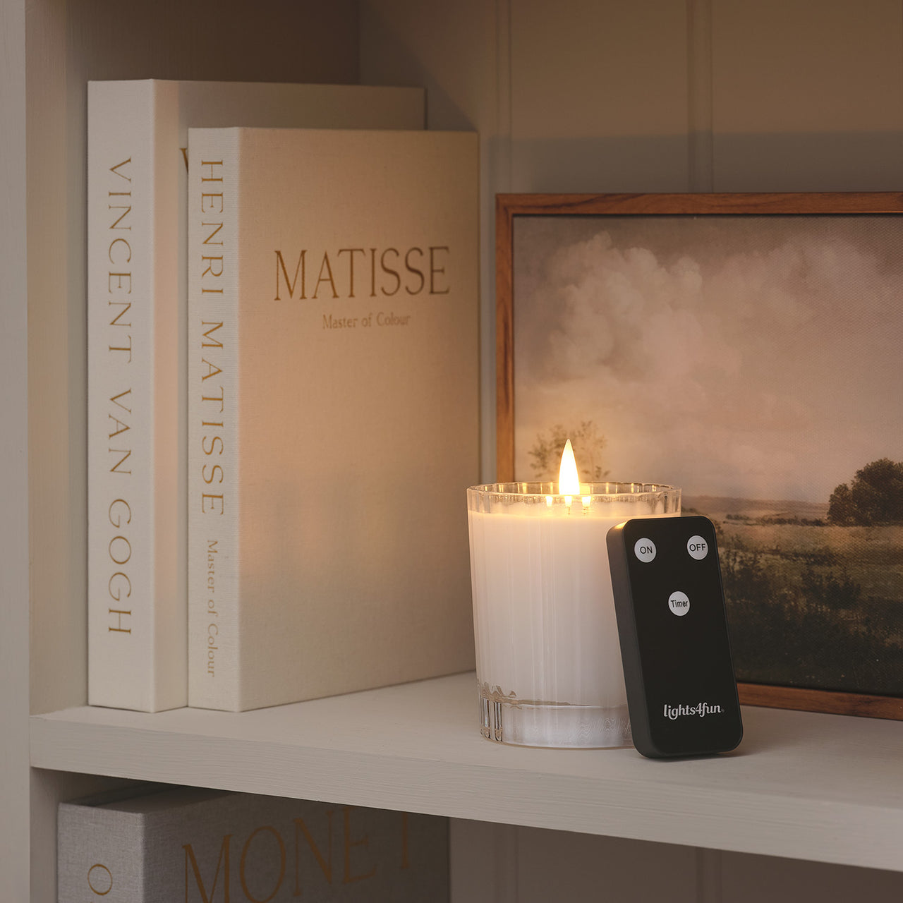 Bougie LED TruGlow®, Photophore en Verre Strié avec Télécommande