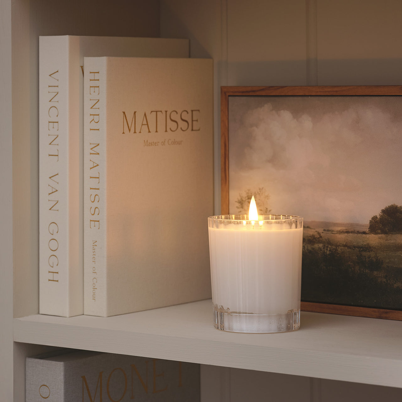 Bougie LED TruGlow®, Photophore en Verre Strié avec Télécommande