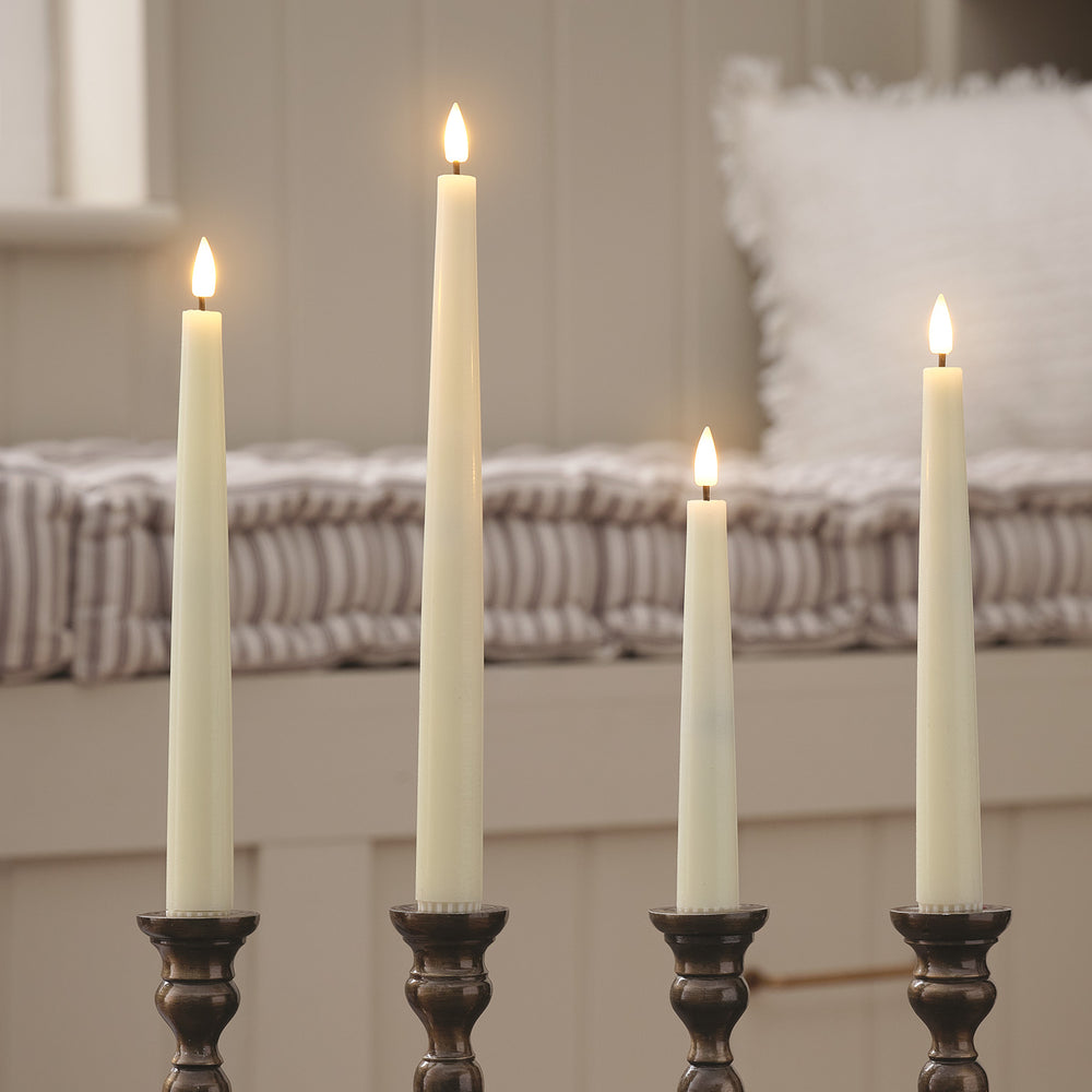 4 Chandelles LED TruGlow® Ivoires de Tailles Variées avec Télécommande
