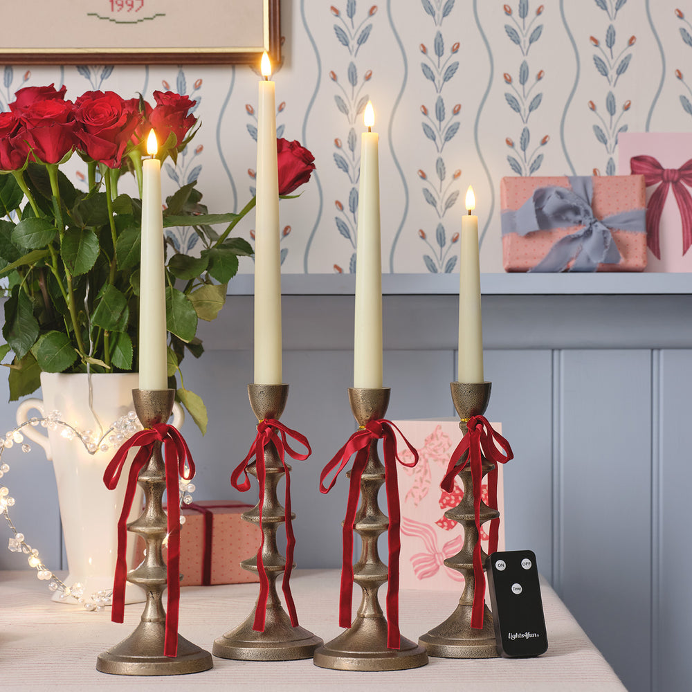 4 Chandelles LED TruGlow® Ivoires de Tailles Variées avec Télécommande