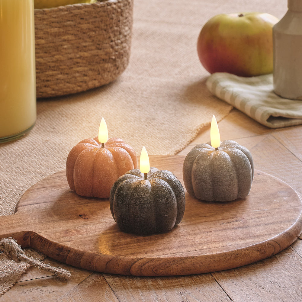Lot de Bougies Citrouilles LED TruGlow® Effet Vieilli avec Télécommande
