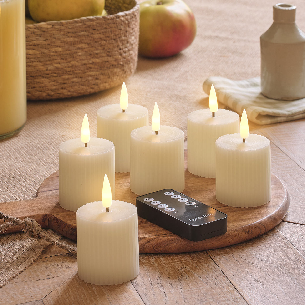 Lot de 6 Bougies LED Votives TruGlow® Ivoire avec Télécommande