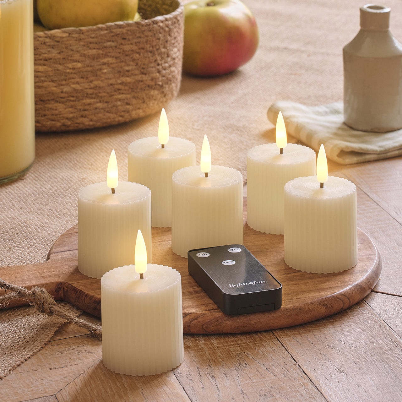 Lot de 6 Bougies LED Votives TruGlow® Ivoire avec Télécommande