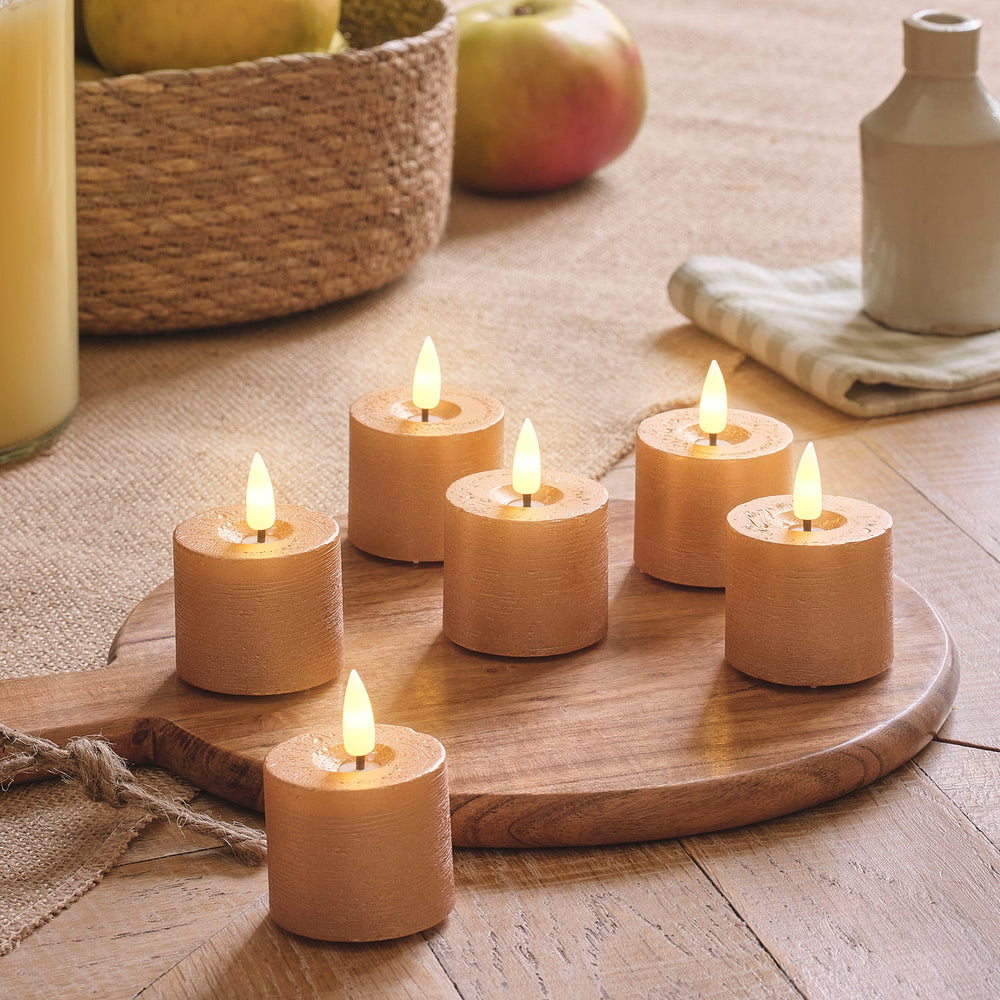 Lot de 6 Bougies LED Votives TruGlow® Effet Patiné Cuivre avec Télécommande