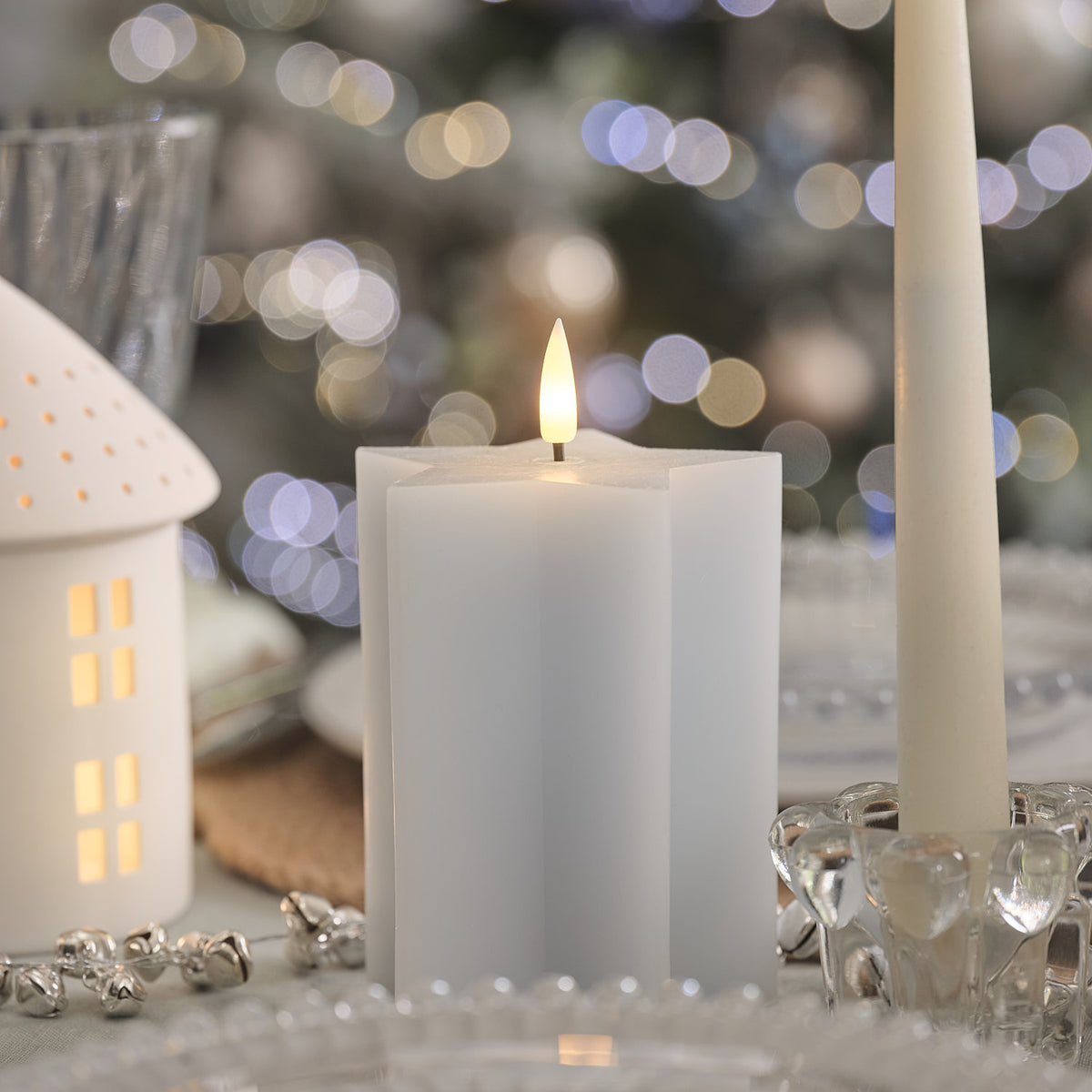 Lot de 3 Bougies LED en Forme d'Étoile avec Télécommande