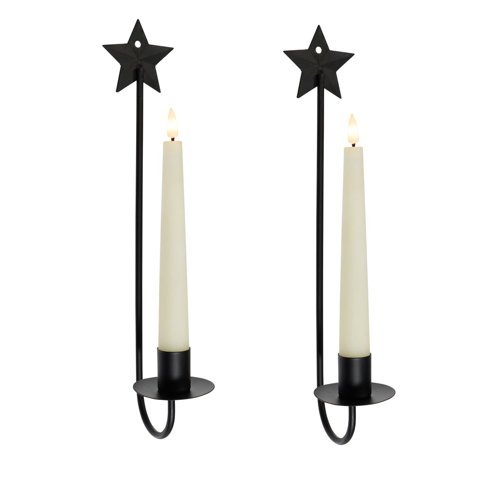 Lot de 2 Appliques Murales Étoiles avec Chandelles LED Ivoire TruGlow® et Télécommande