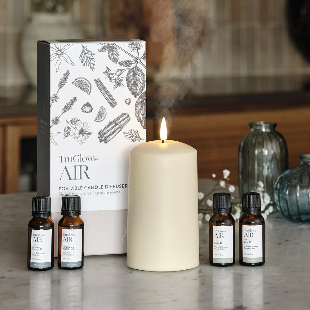 Diffuseur TruGlow AIR® et 4 Huiles Essentielles : Automne Hiver Aube et Crépuscule