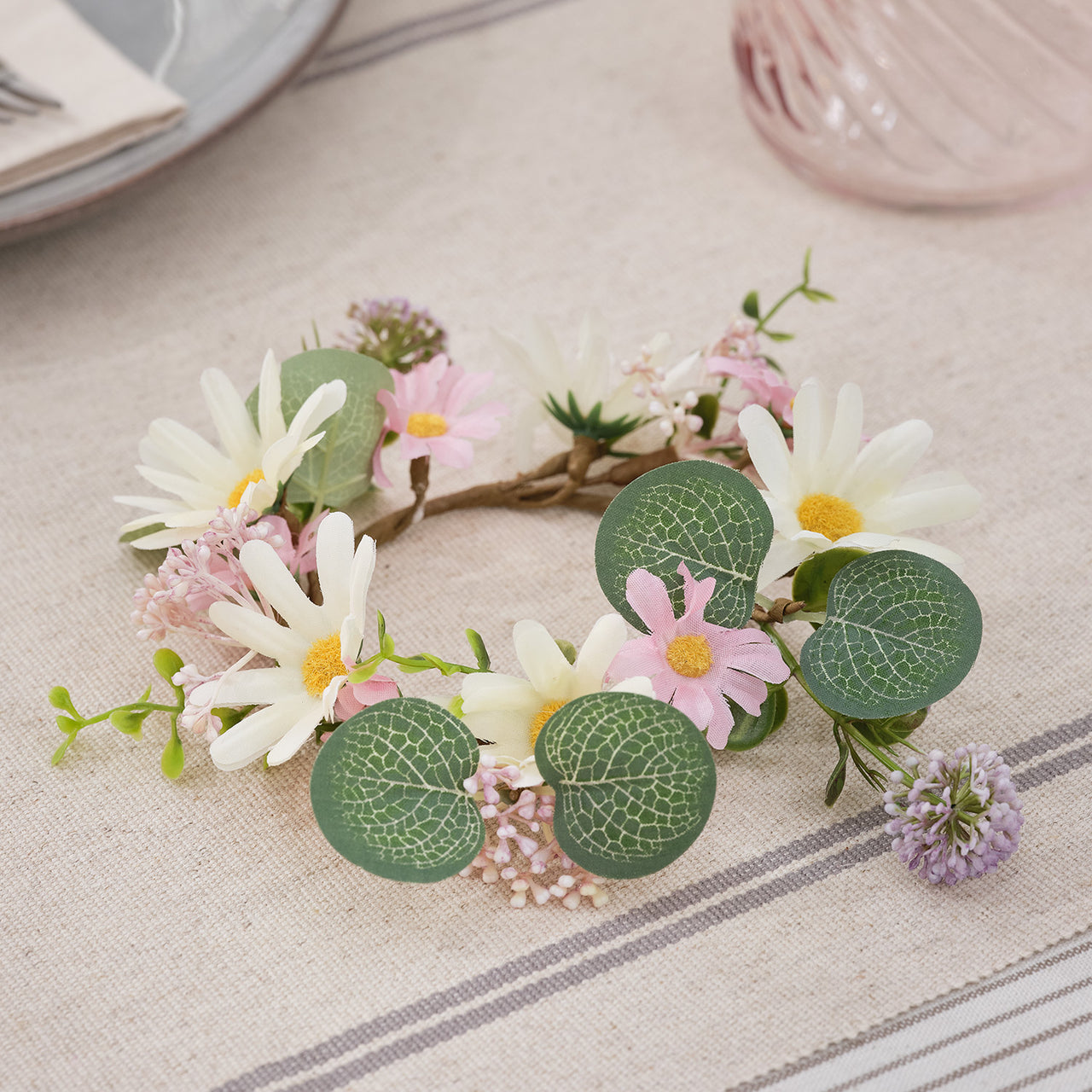 Couronne de Marguerites avec Bougie LED TruGlow® de 15 cm