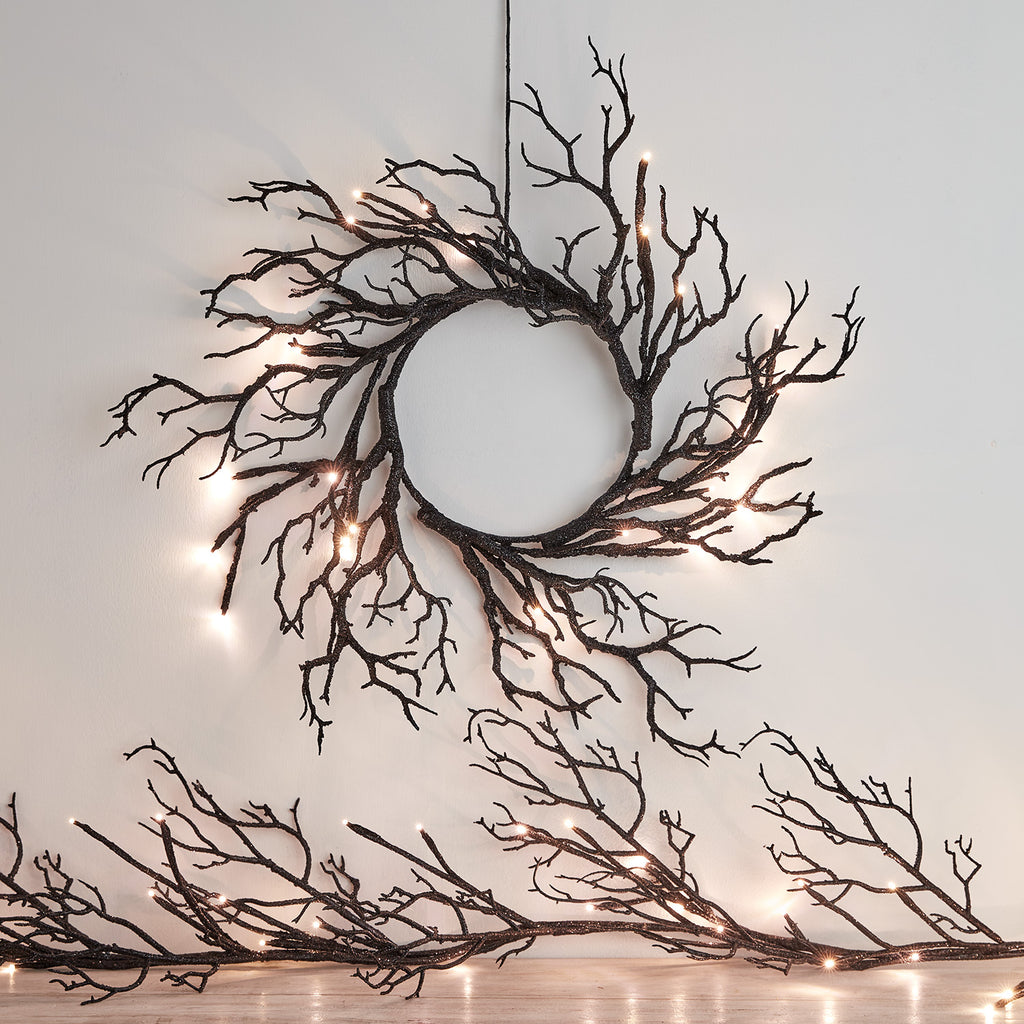 Couronne D'automne Décorative Avec Guirlande LED - 40 Cm, Feuilles D'érable Artificielles, Lumière Blanc Chaud à Piles - 6