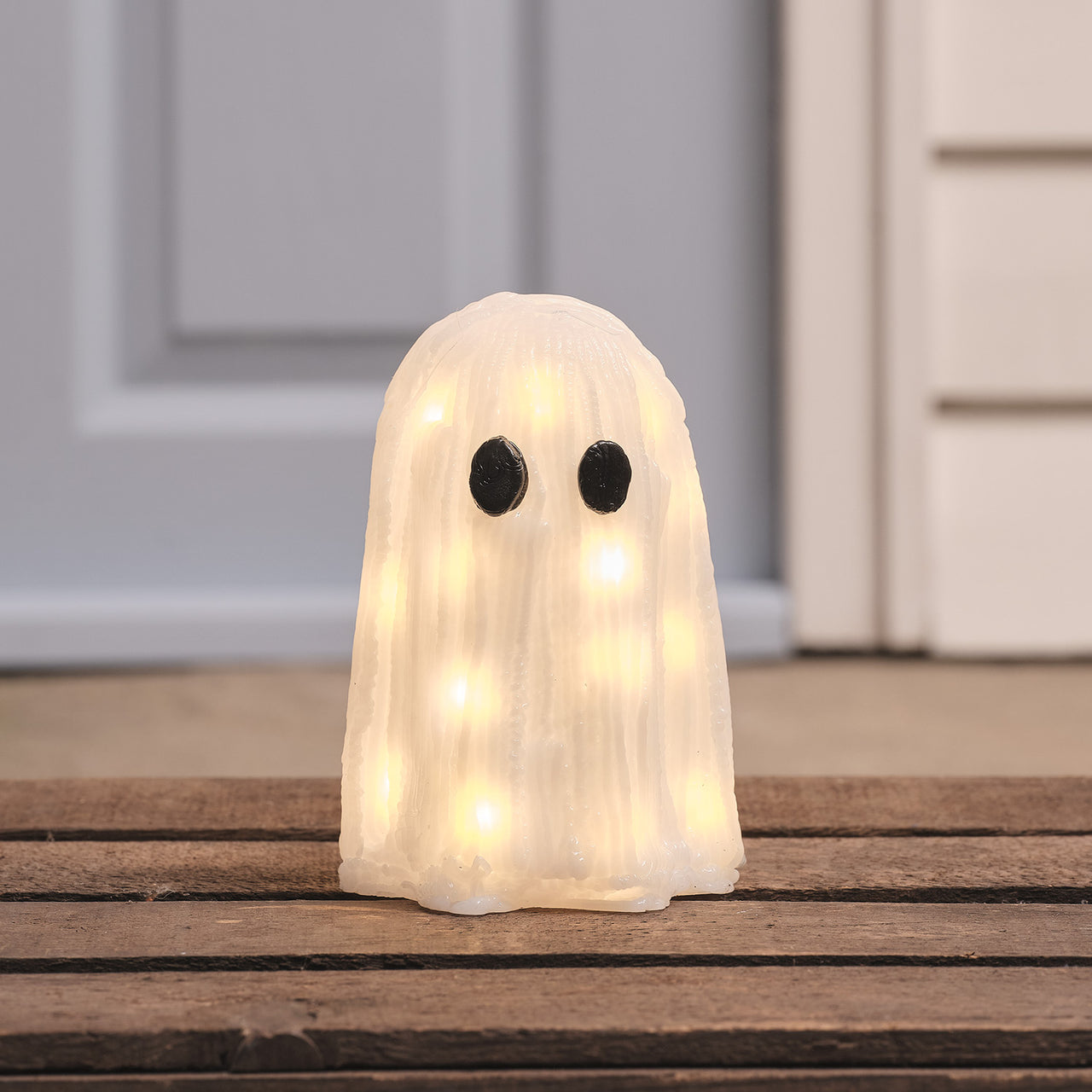 Duo de Décorations Halloween Lumineuses en Acrylique – Chat & Fantôme