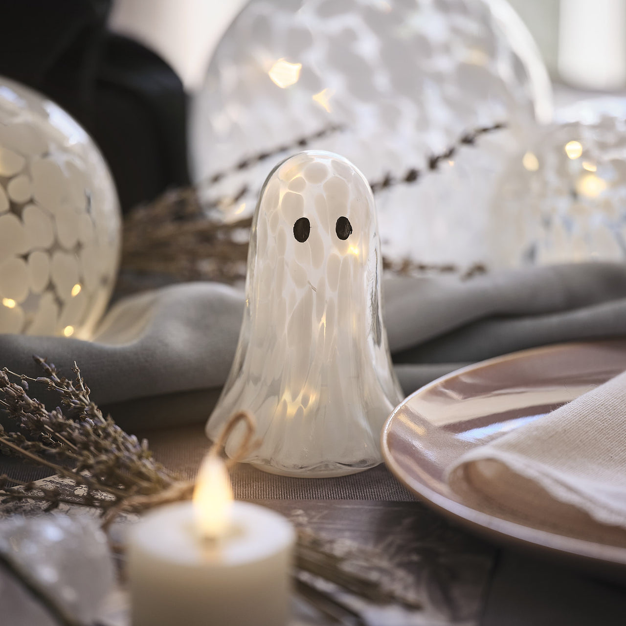 Lot de 2 Fantômes Lumineux Gertie en Verre Confetti