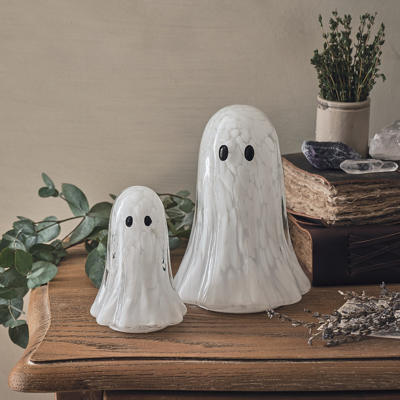 Lot de 2 Fantômes Lumineux Gertie en Verre Confetti