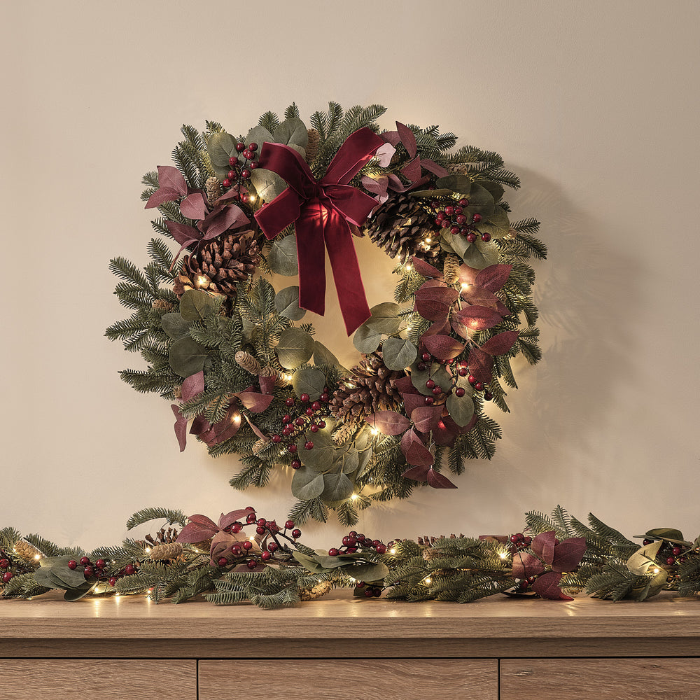 Lot de Couronne et Guirlande Esprit de Noël