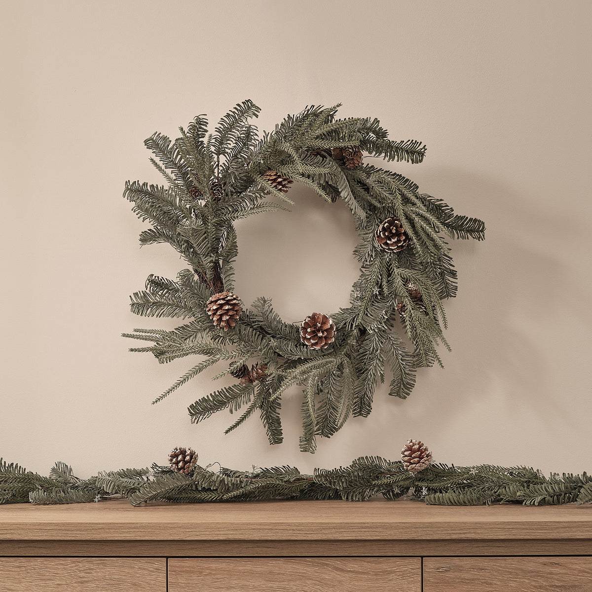 Lot de Couronne et Guirlande de Noël Au Clair des Étoiles