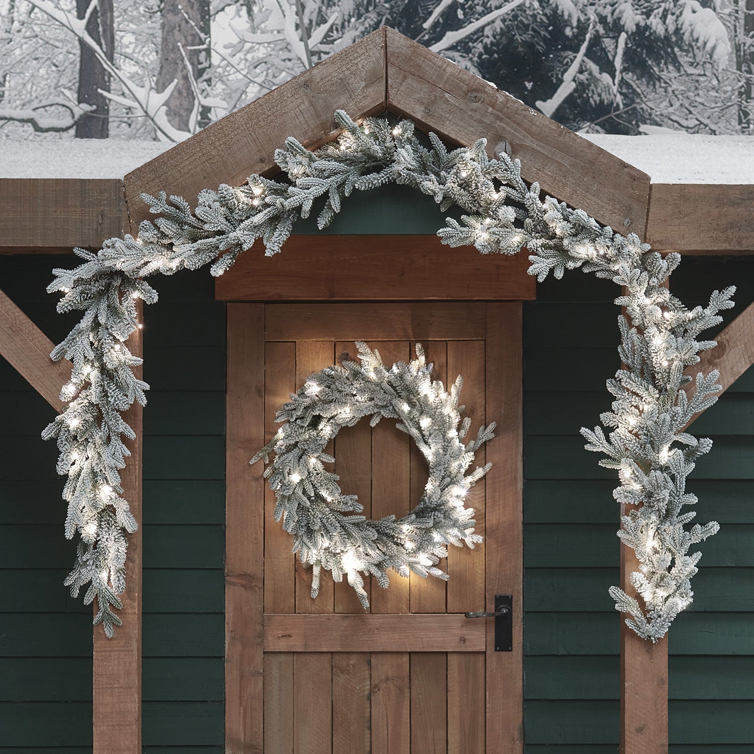 Paris Prix - Guirlande De Noël floqué 200cm Blanc & Vert