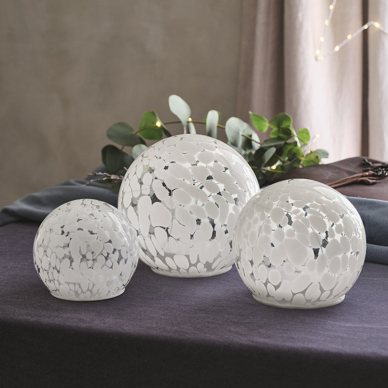 Lot de 3 Globes en Verre Confetti Lumineux à LED Blanc Chaud