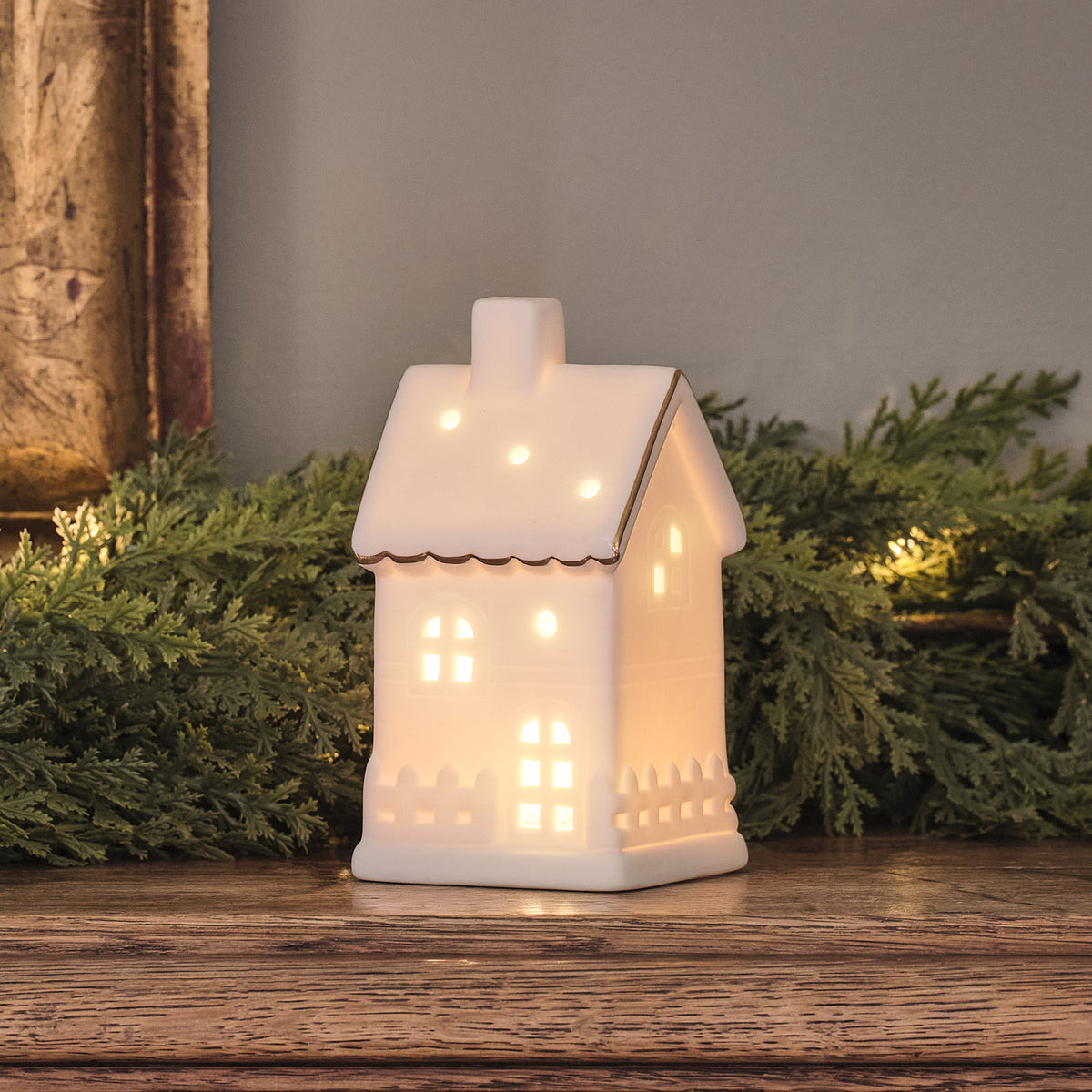 Lot de 3 Maisonnettes Lumineuses en Porcelaine Blanche