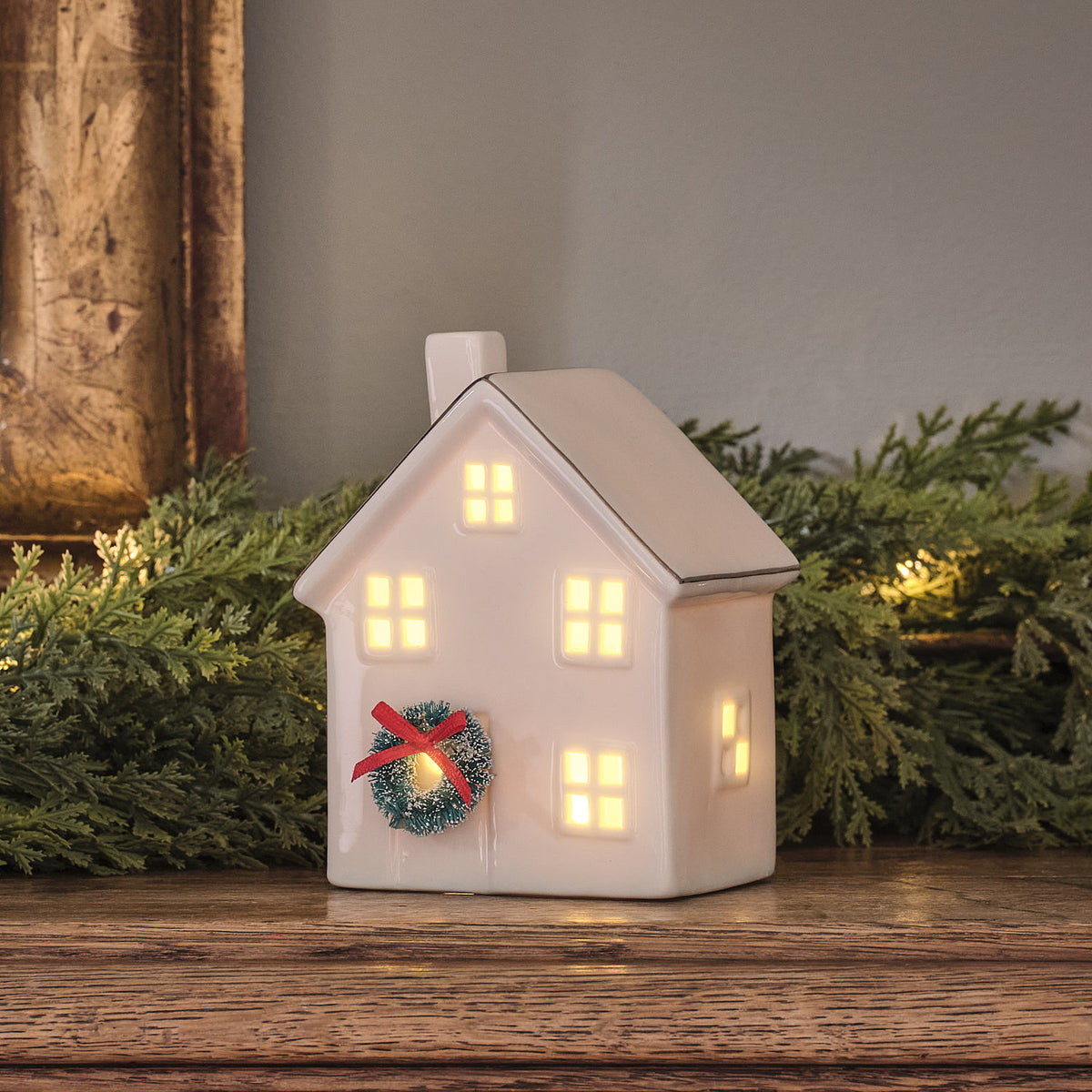 Lot de 3 Maisonnettes Lumineuses en Porcelaine Blanche