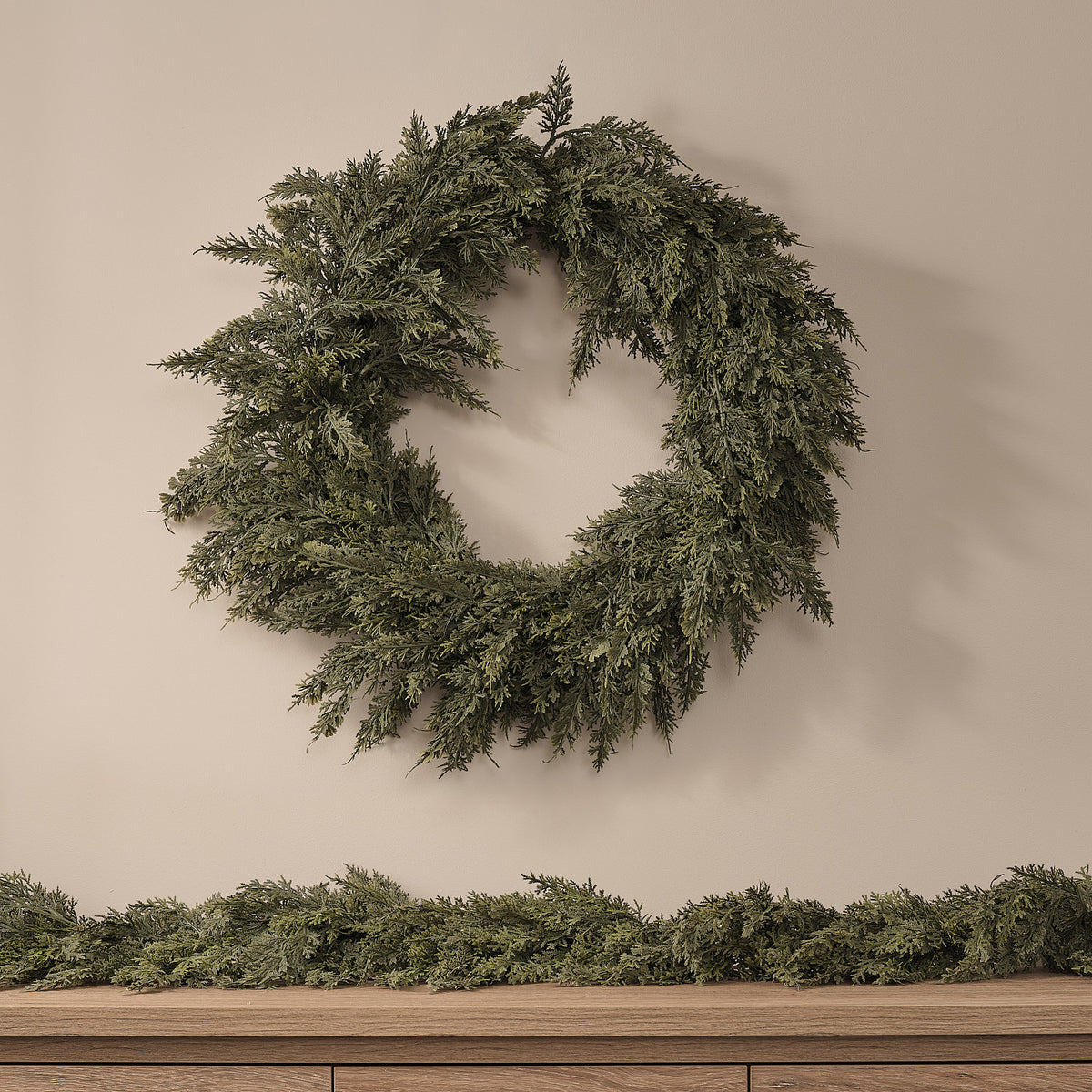 Lot Couronne et Guirlande de Noël Pré-éclairées Conifère