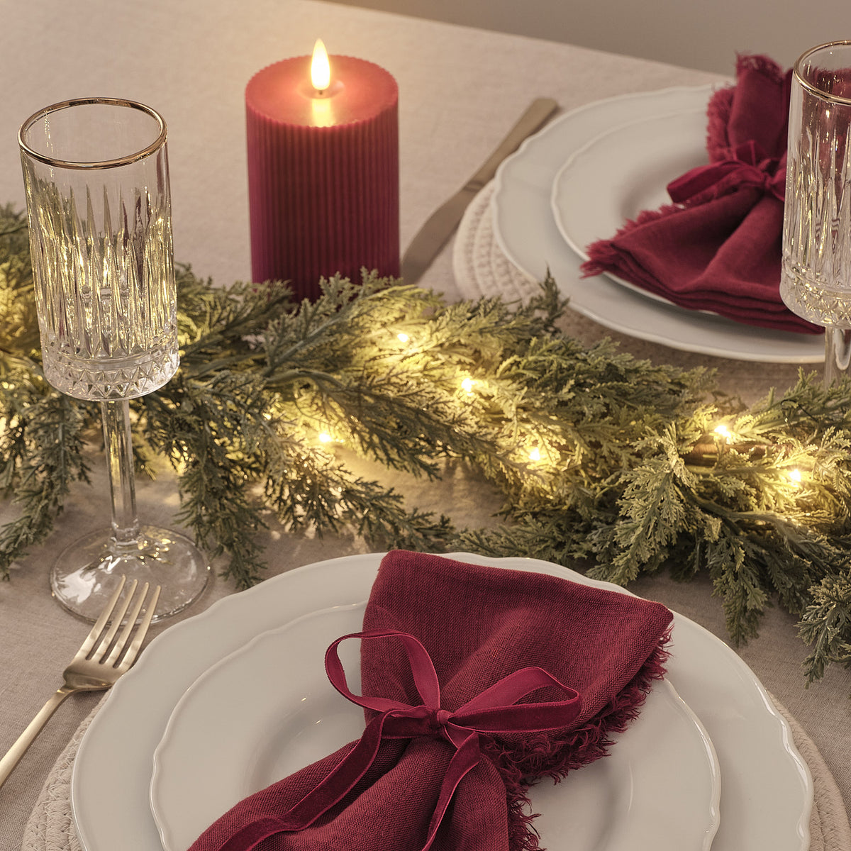 Lot Couronne et Guirlande de Noël Pré-éclairées Conifère