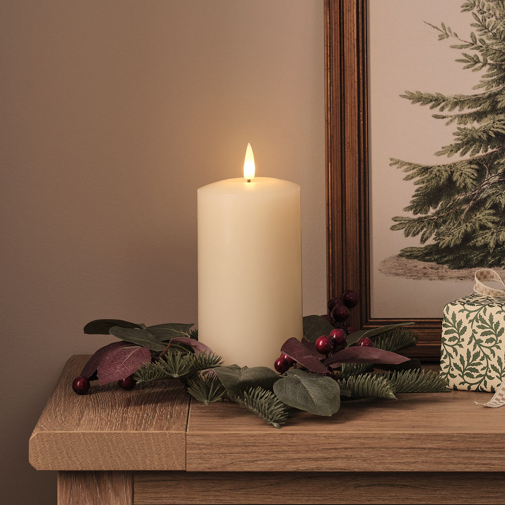 Lot de Couronne pour Bougie Esprit de Noël et Bougie Pilier TruGlow®