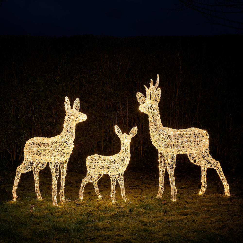 Famille de Rennes Swinsty LED Solaires en Acrylique à LED Bicolores