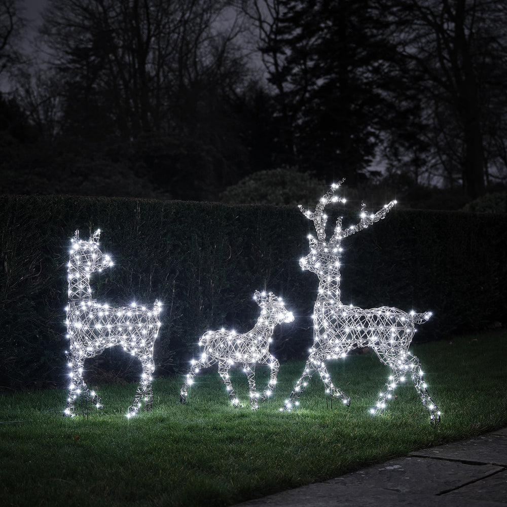 Famille de Rennes Lumineux en Rotin Studley à LED Bicolore