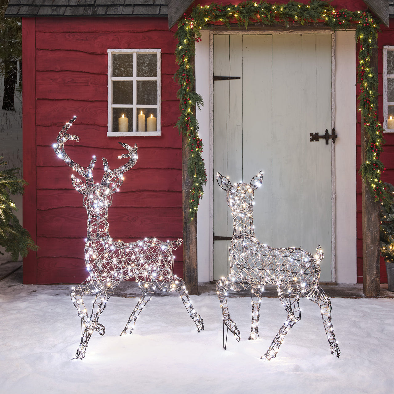 Duo Cerf et Biche Lumineux Studley à LED Bicolore