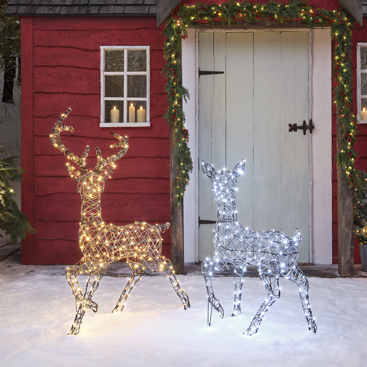 Duo Cerf et Biche Lumineux Studley à LED Bicolore