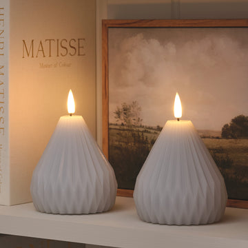 Duo de Bougies LED TruGlow® Grises au Design Géométrique