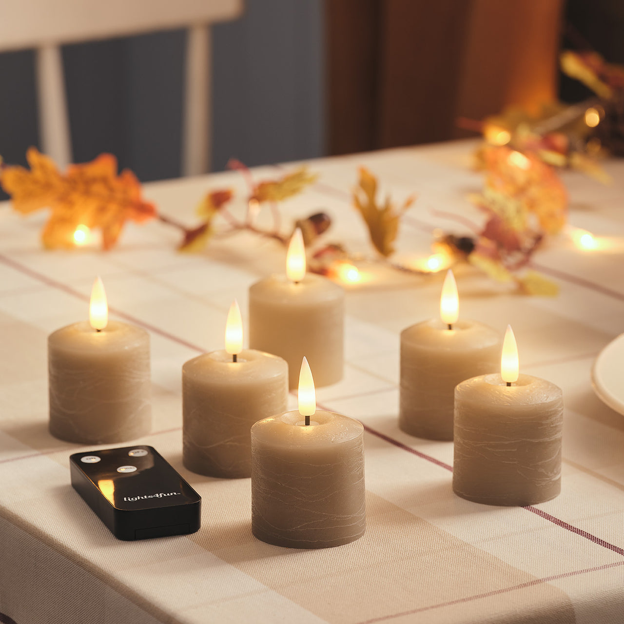 Lot de 6 Bougies LED Votives TruGlow® Effet Patiné Taupe avec Télécommande