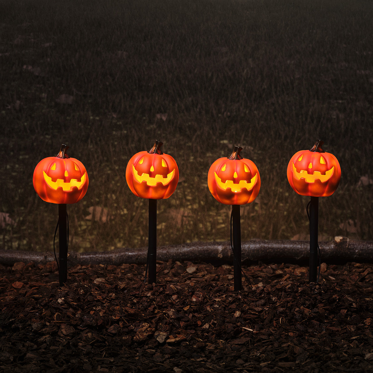 Lot de 4 Balises Lumineuses Citrouilles