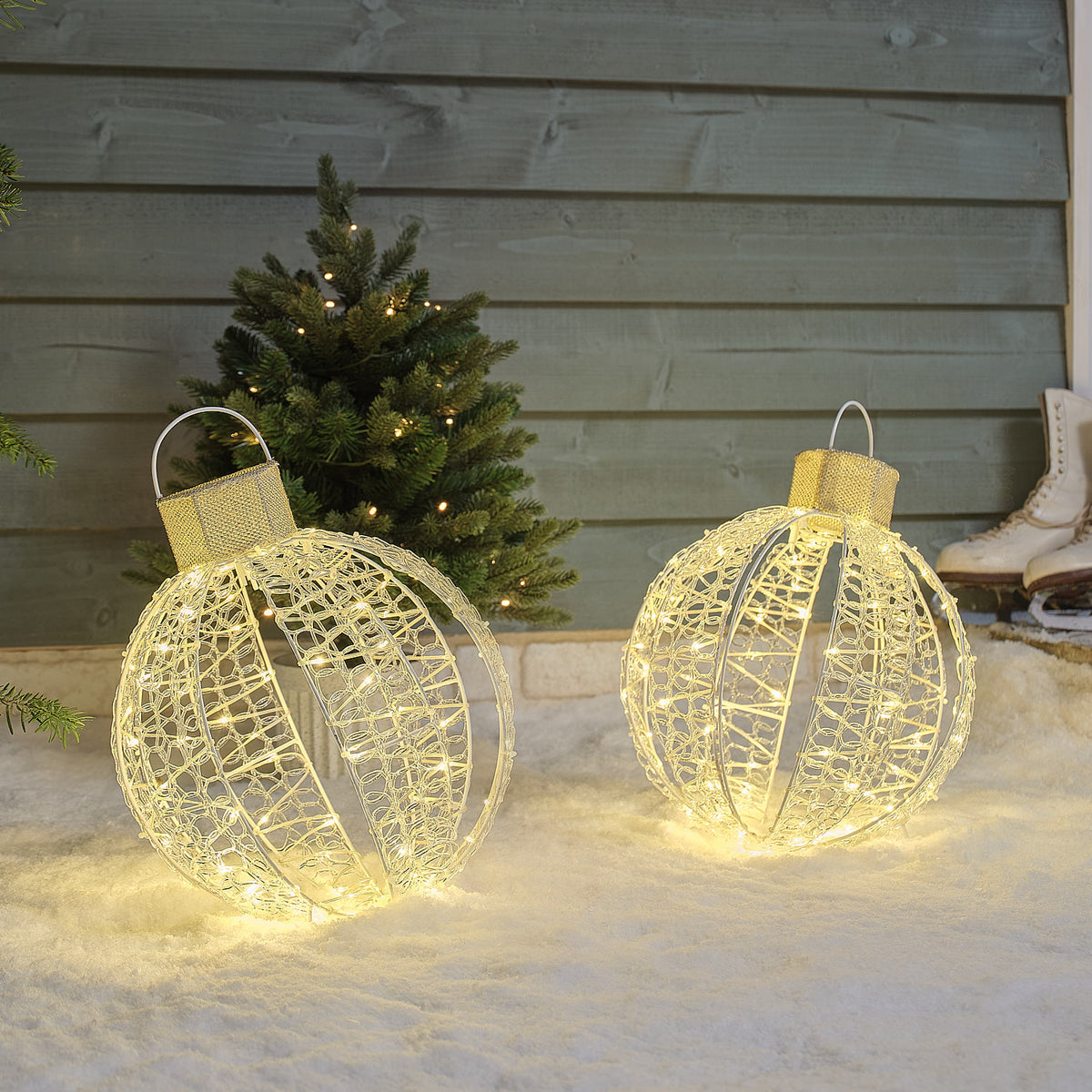 Lot de 2 Boules de Noël Lumineuses de 38 cm
