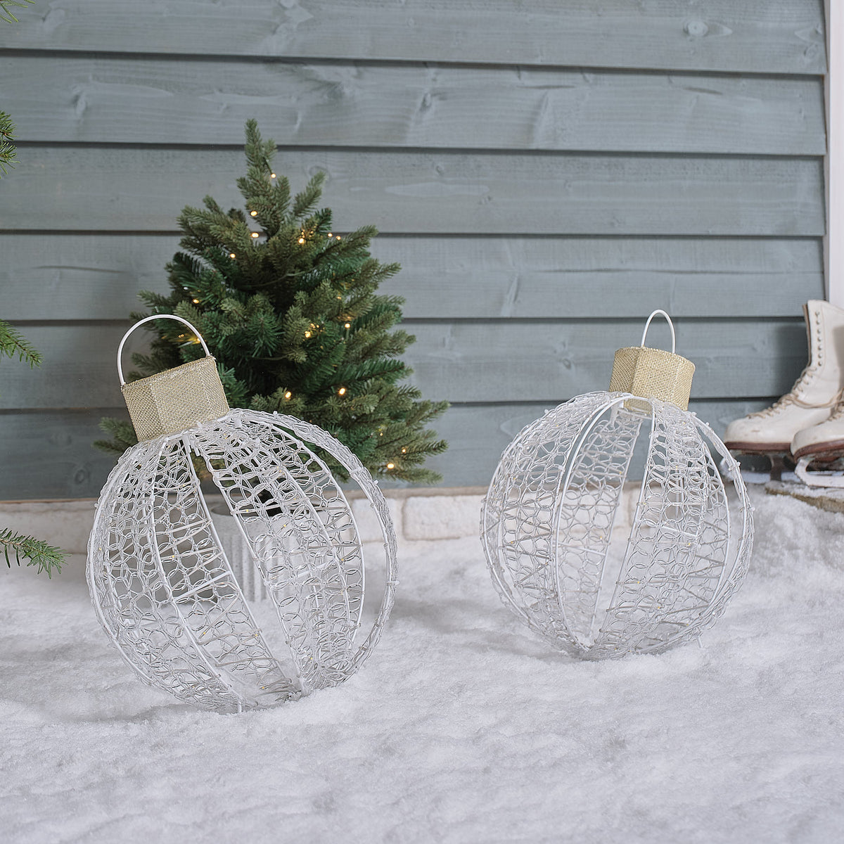 Lot de 2 Boules de Noël Lumineuses de 38 cm